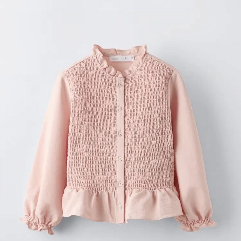 Zara Light Pink Ruffled Blouse